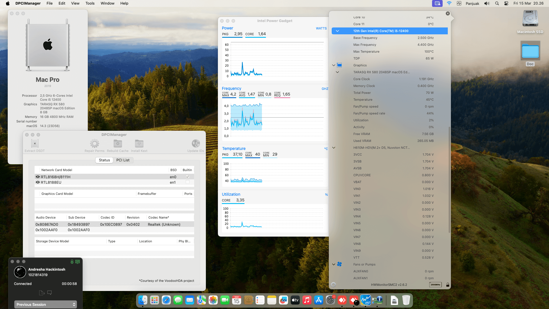 Success Hackintosh macOS Sonoma 14.3 Build 23D56 in Asrock H610M-HDV/M.2+ D5 + Intel Core i5-12400 + Tarasq RX 580 2048SP
